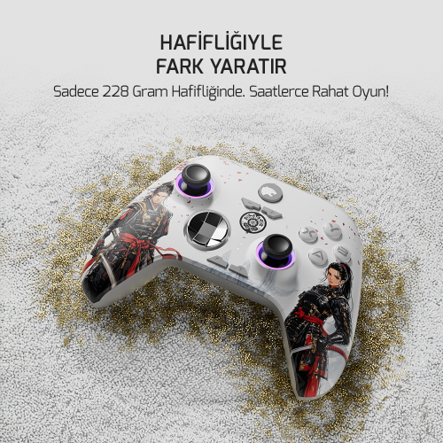 GamePower Force RGB Kablosuz Beyaz Gamepad (2.4G, Bluetooth,Kablolu)