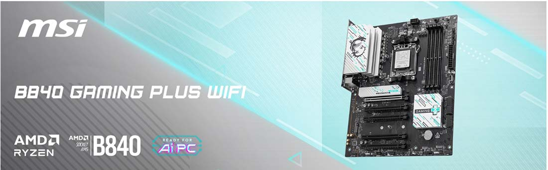 MSI B840 GAMING PLUS WIFI AM5 DDR5 8000(OC)Mhz ATX Gaming (Oyuncu) Anakart