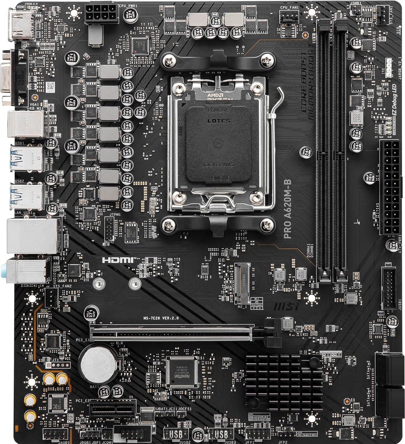 MSI Pro A620M-B AMD A620 AM5 Soket DDR5 6800(OC)MHz mATX Anakart