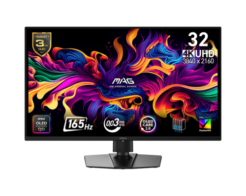 MSI MAG 322UP QD-OLED E16 31.5″ 165Hz 0.03ms 3840x2160 (UHD) 16:9 FLAT QD-OLED  FREESYNC PREMIUM PRO PIVOT Gaming Monitor