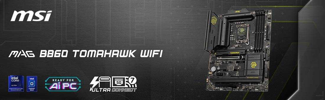 MSI MAG B860 TOMAHAWK WIFI Intel B860 Soket 1851 DDR5 9200+(OC)MHz ATX Gaming (Oyuncu) Anakart