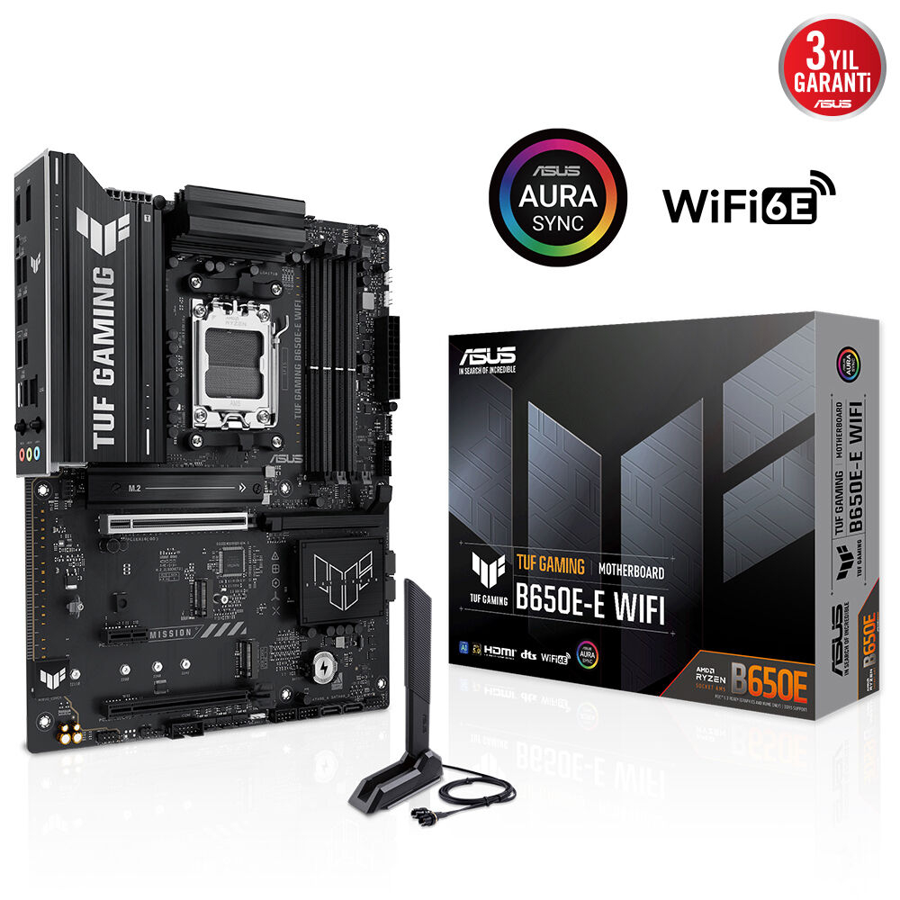 ASUS Tuf Gaming B650E-E WIFI AMD AM5 B650 Soket DDR5 8000MHz ATX Gaming (Oyuncu) Anakart