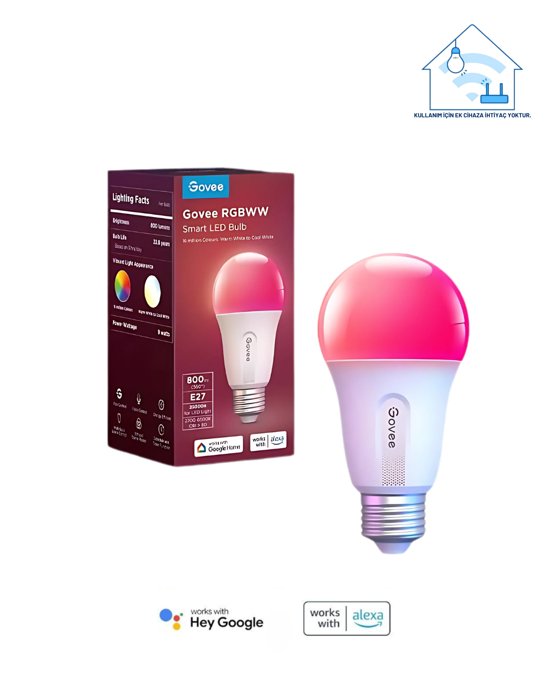 Govee Akıllı Ampul Wifi + BT (800 Lm) - H6004CC1