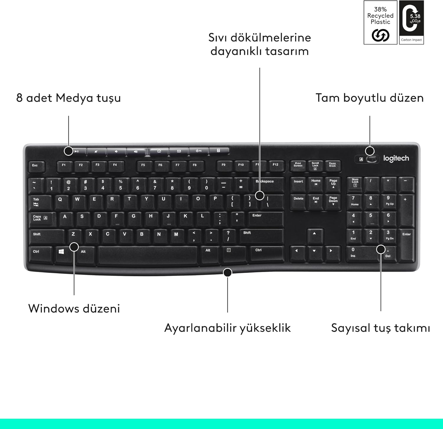 Logitech K270 CK211LGT022 Klavye