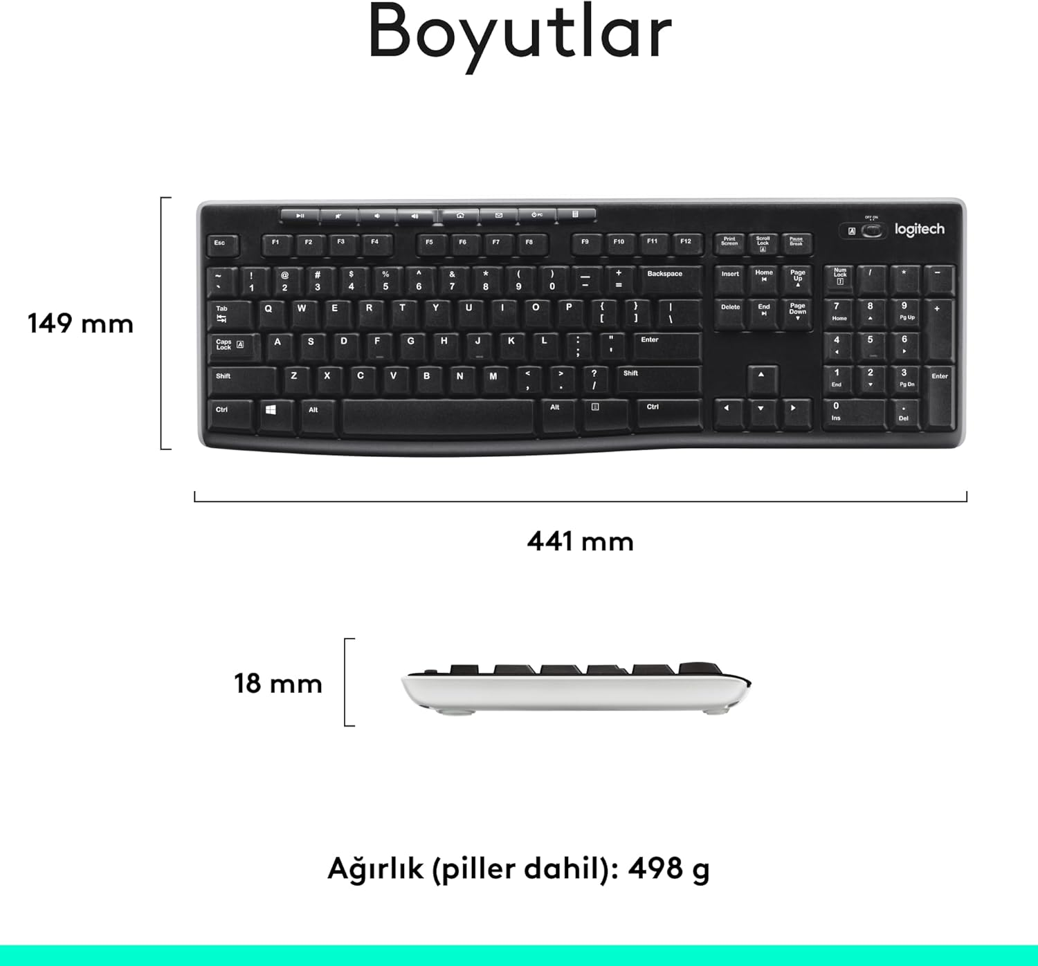 Logitech K270 CK211LGT022 Klavye
