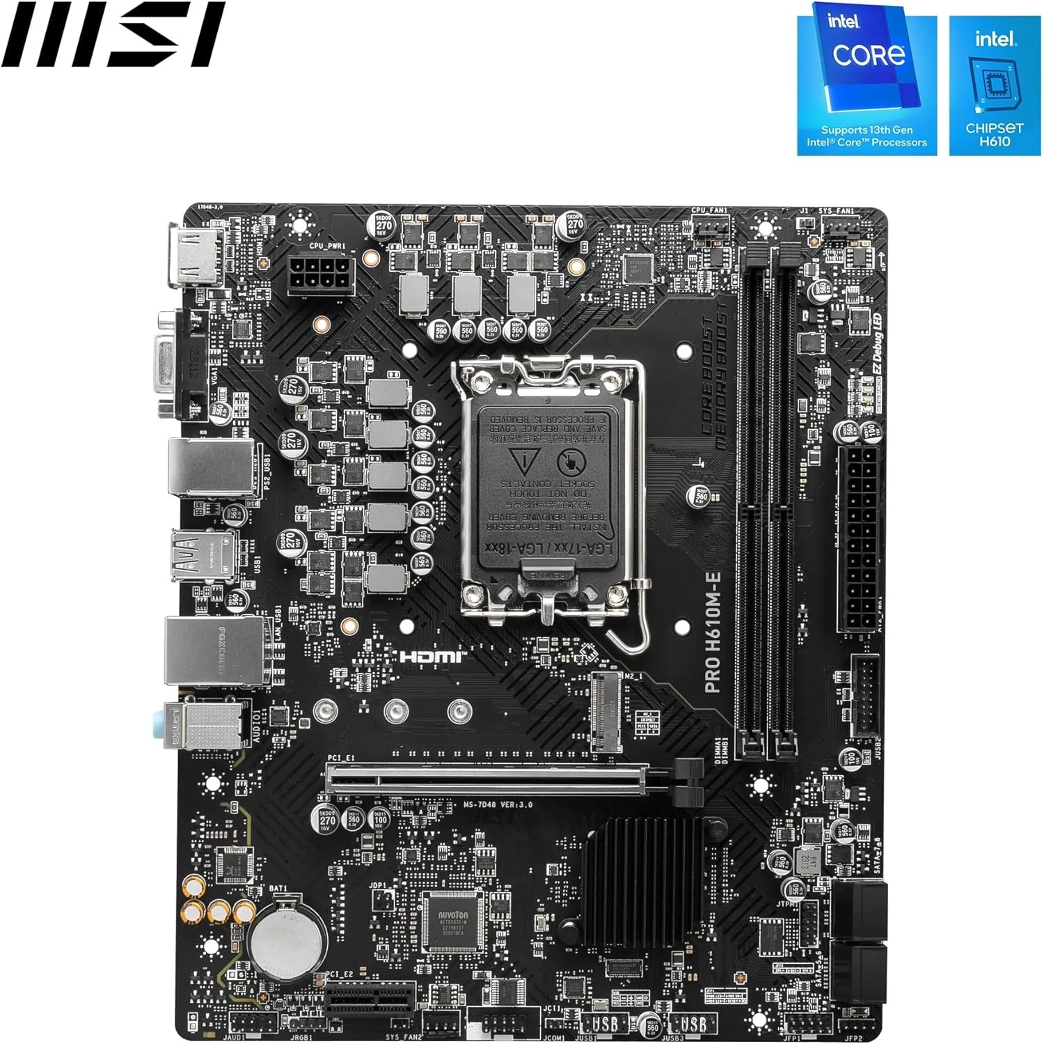 MSI PRO H610M-E Intel LGA1700 DDR5 5600MHz mATX Gaming Anakart