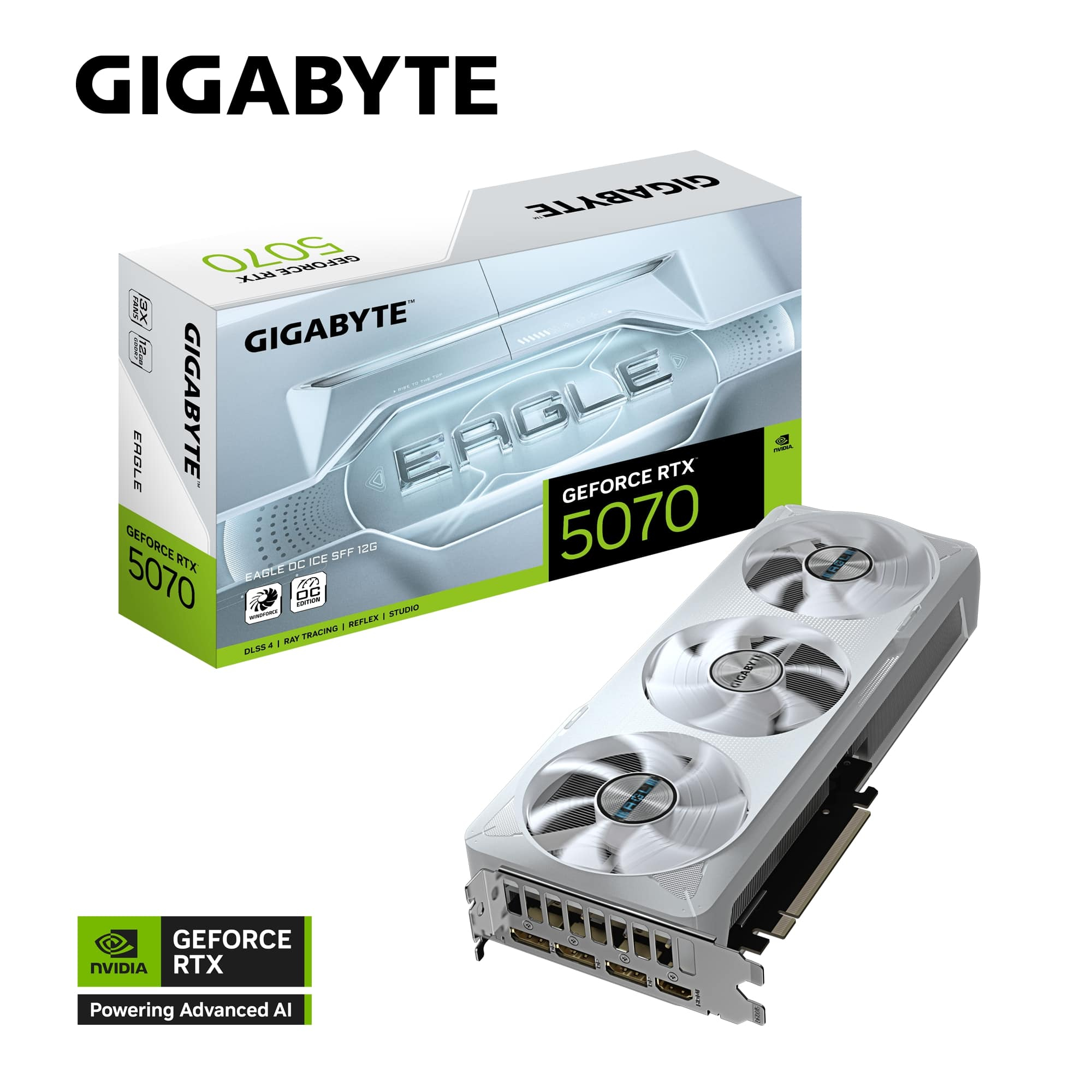 Gigabyte GeForce RTX 5070 EAGLE OC ICE SFF GV-N5070EAGLEOC ICE-12GD GDDR7 12G Gaming (Oyuncu) Ekran Kartı