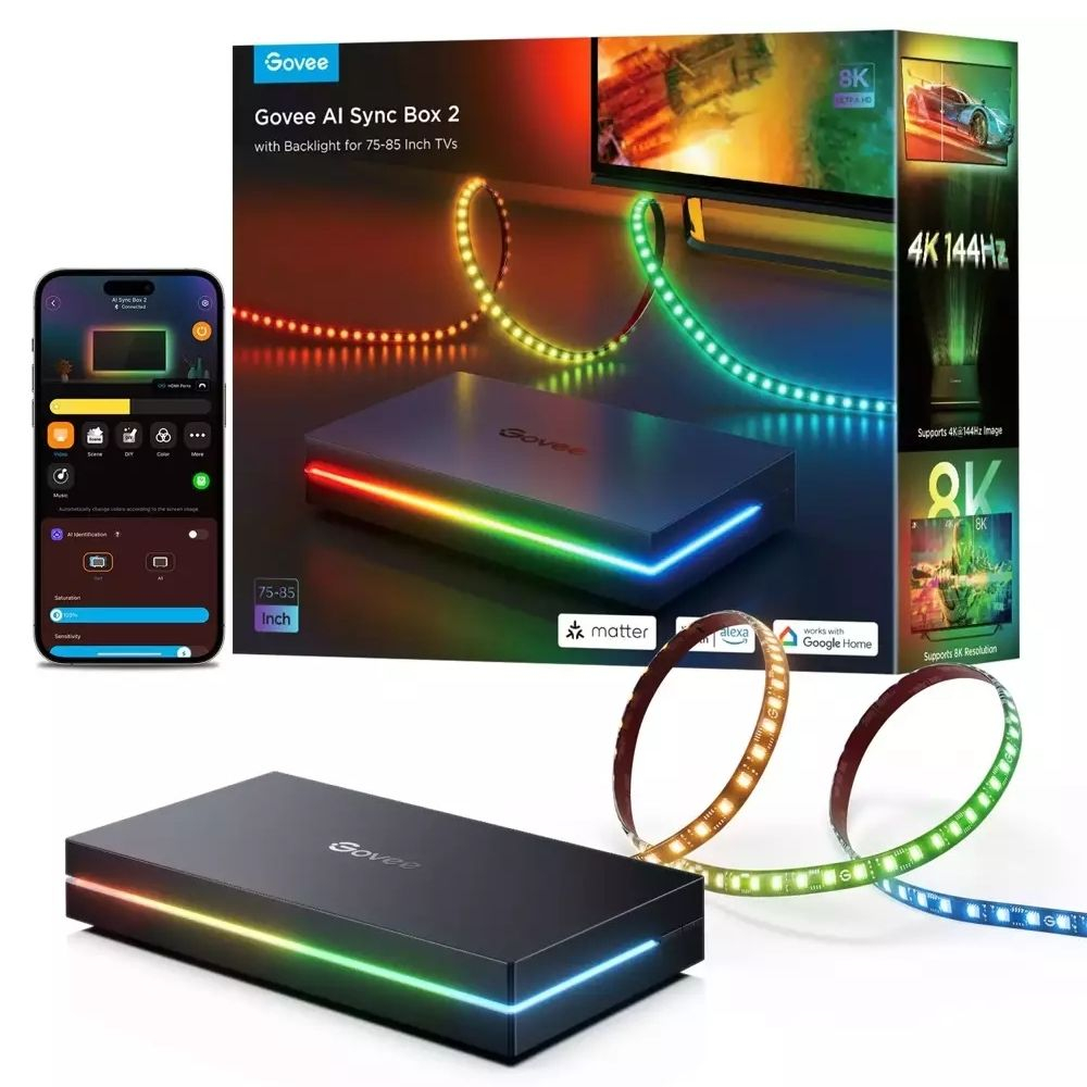 Govee AI Sync Box 2 75-85 Inc TV Arkası Şerit Led - H6604313