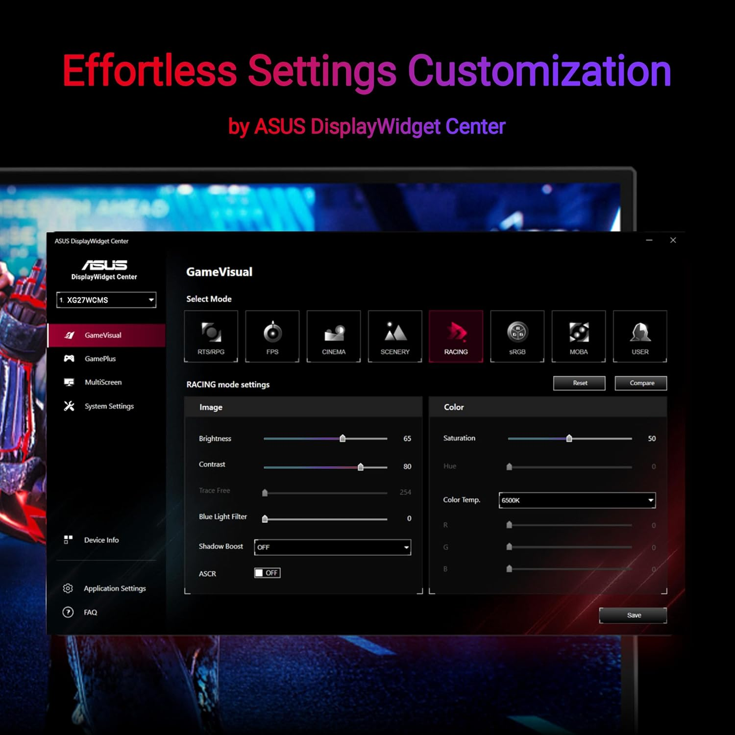 ASUS ROG Strix XG27WCMS 27″ 280Hz 1ms QHD Adaptive-Sync VA Gaming (Oyuncu)  Monitör