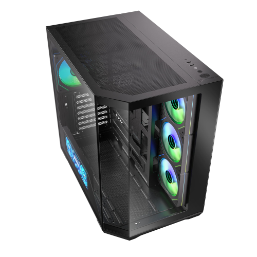 Bitfenix Digital T10 Black 850W 80+ Bronze BFC-WT10EFBBW850-4A 4x120mm ARGB Fan ATX Temperli Cam Siyah Gaming (Oyuncu) Kasa