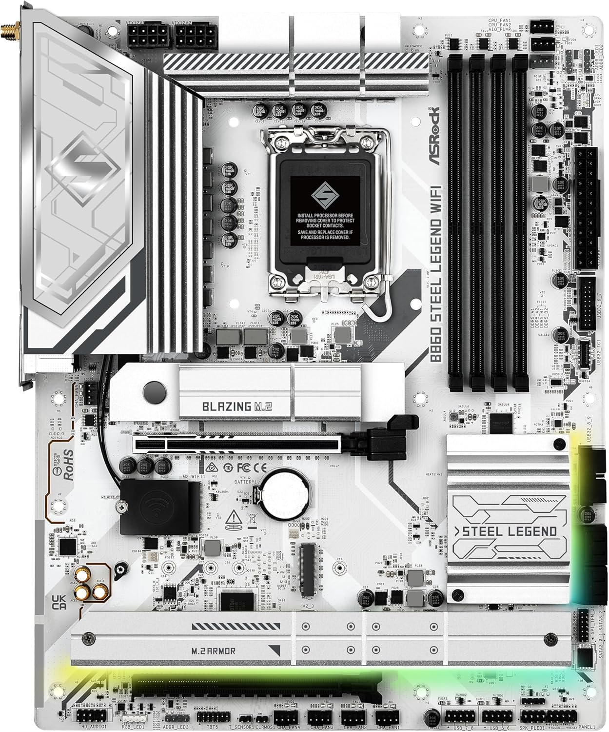 Asrock B860 Steel Legend WiFi LGA1851 DDR5 8666MHz+(OC) ATX Gaming (Oyuncu) Anakart