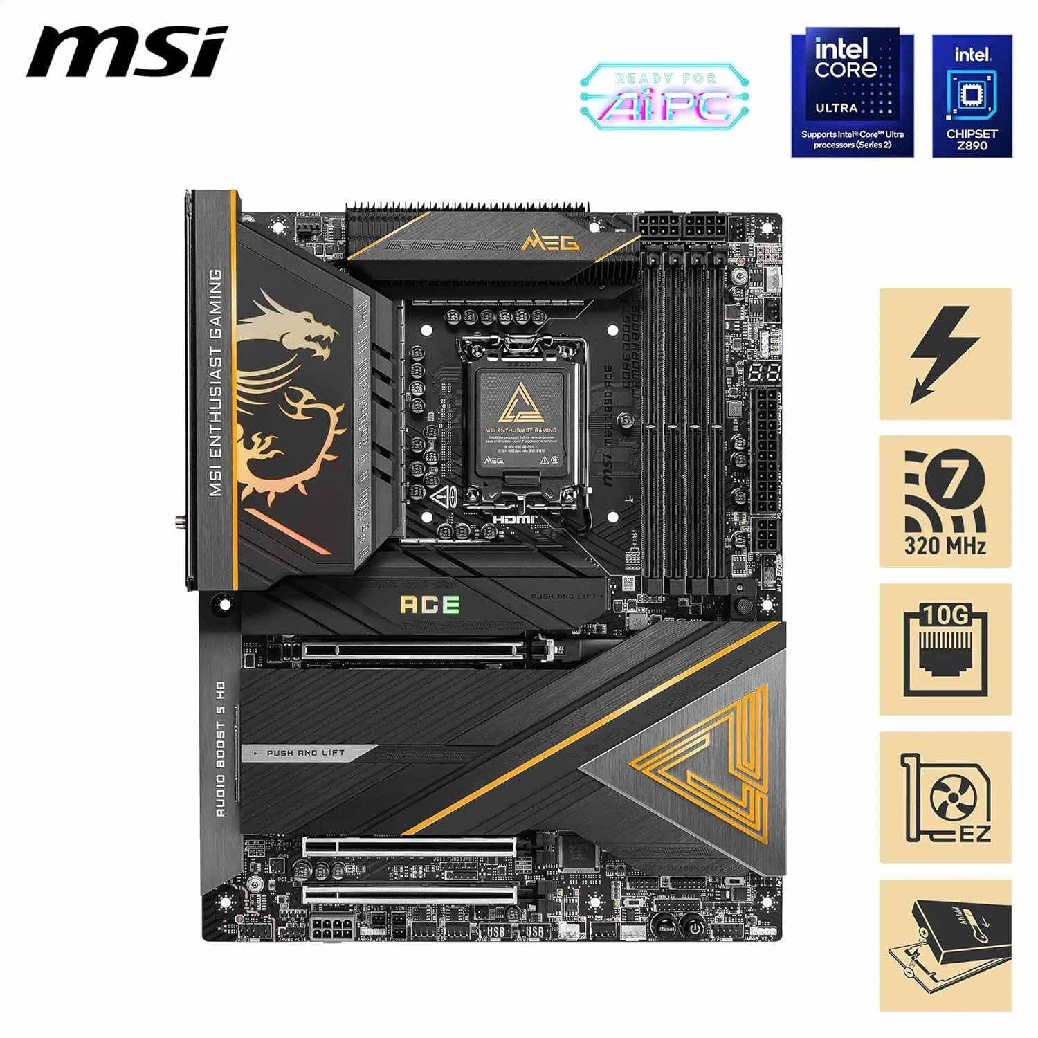 MSI MEG Z890 ACE Soket 1851 DDR5 9200MHZ(OC) Gaming (Oyuncu) Anakart