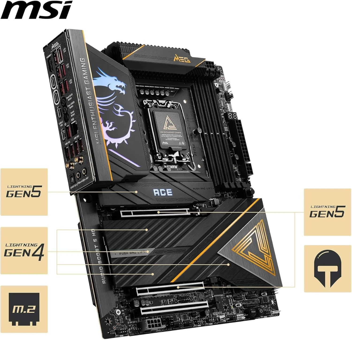 MSI MEG Z890 ACE Soket 1851 DDR5 9200MHZ(OC) Gaming (Oyuncu) Anakart