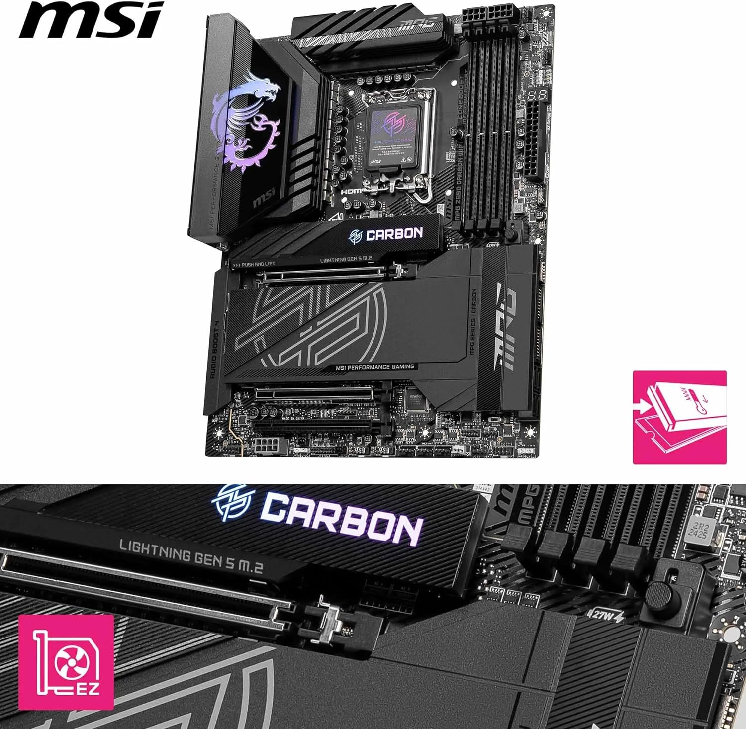 MSI MPG Z890 Carbon WIFI Soket 1851 DDR5 9200MHZ WIFI 7 ATX Gaming Anakart