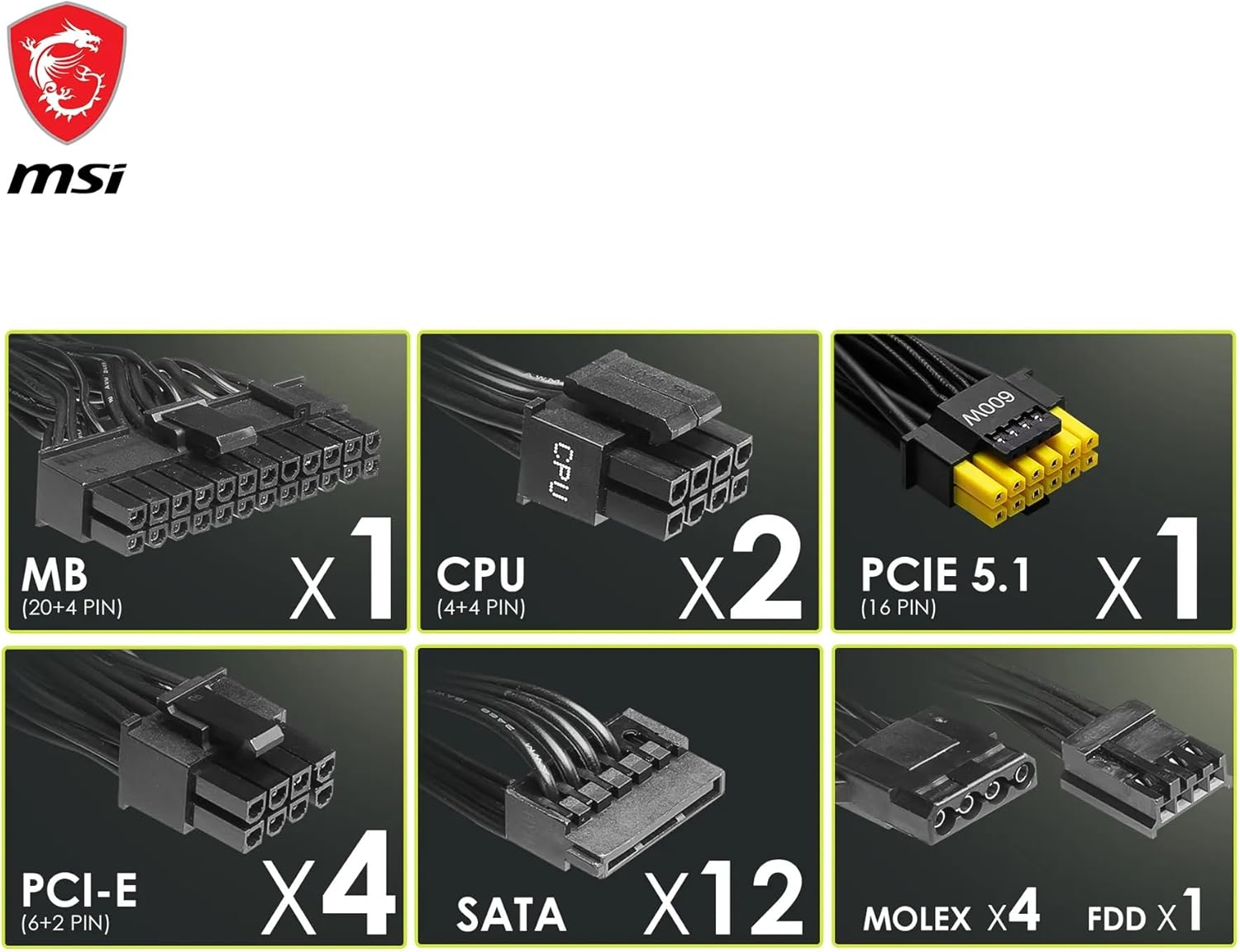 MSI MAG A1250GL PCIE5 1250W 80+Gold Full Modüler Power Supply