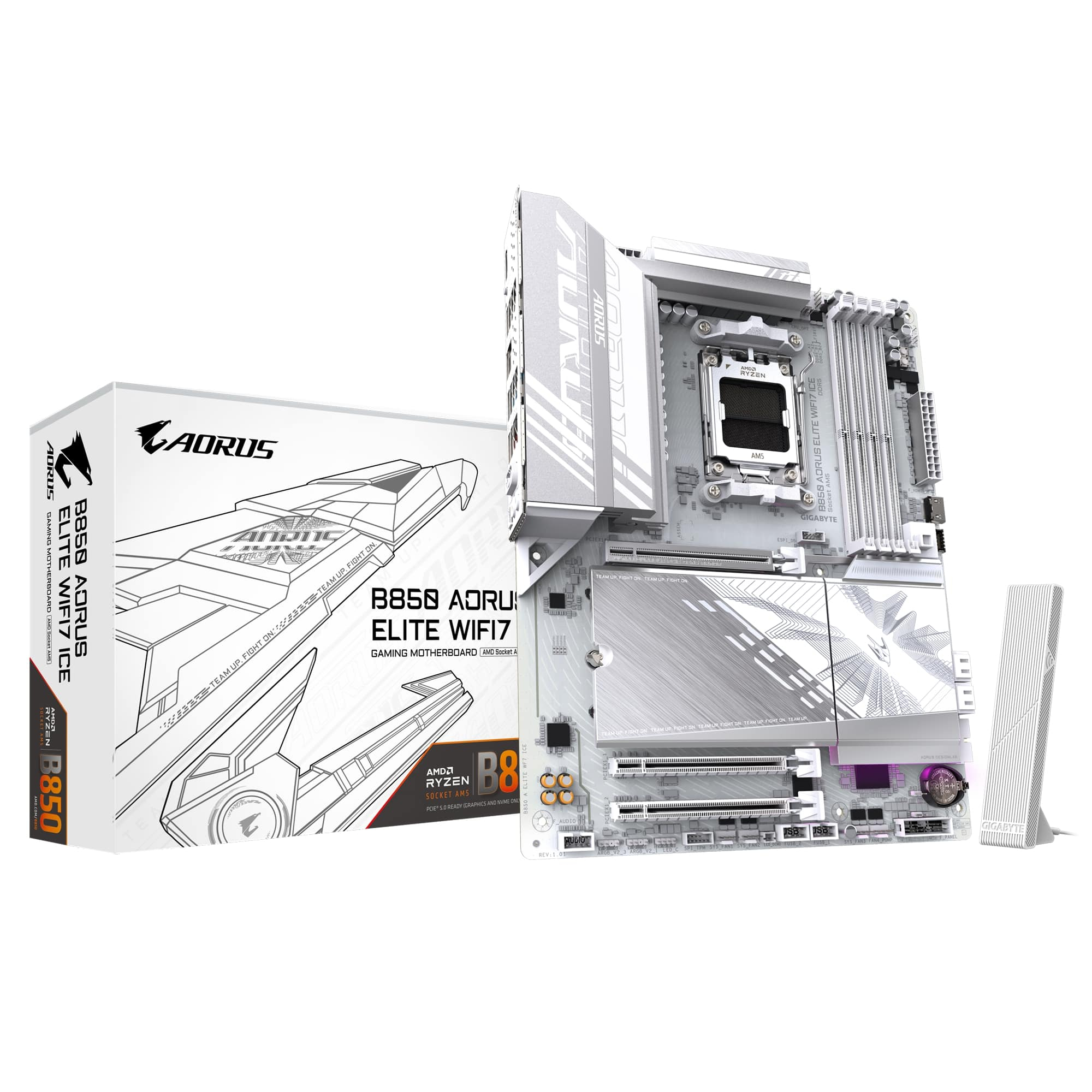 Gigabyte B850 Aorus Elite ICE Wifi-7 Soket AM5 8200MHz(OC) ATX Gaming (Oyuncu) Anakart