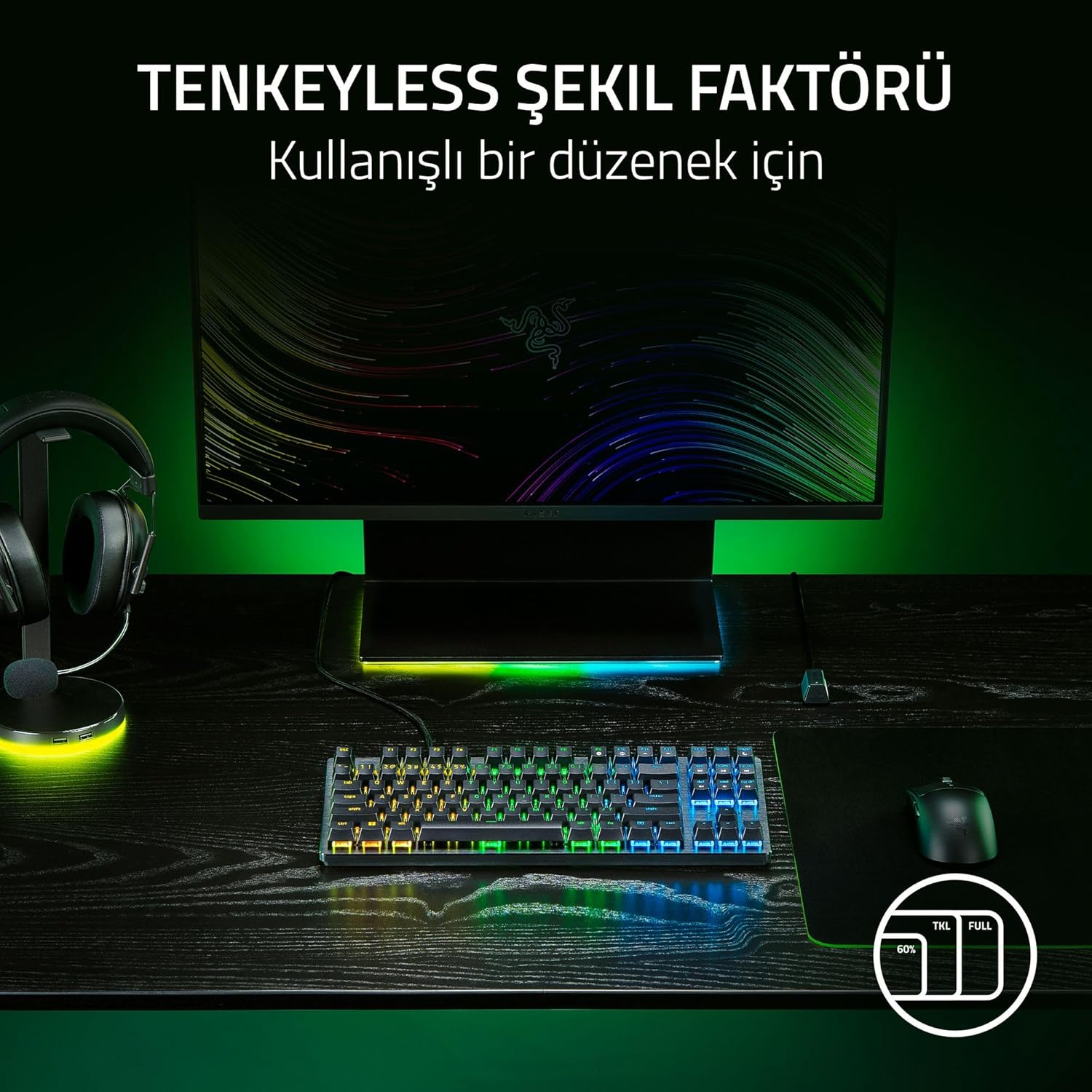 Razer Huntsman V3 X TKL RGB Purple Switch Kablolu Mekanik Oyuncu Klavyesi RZ03-05021800-R3L1