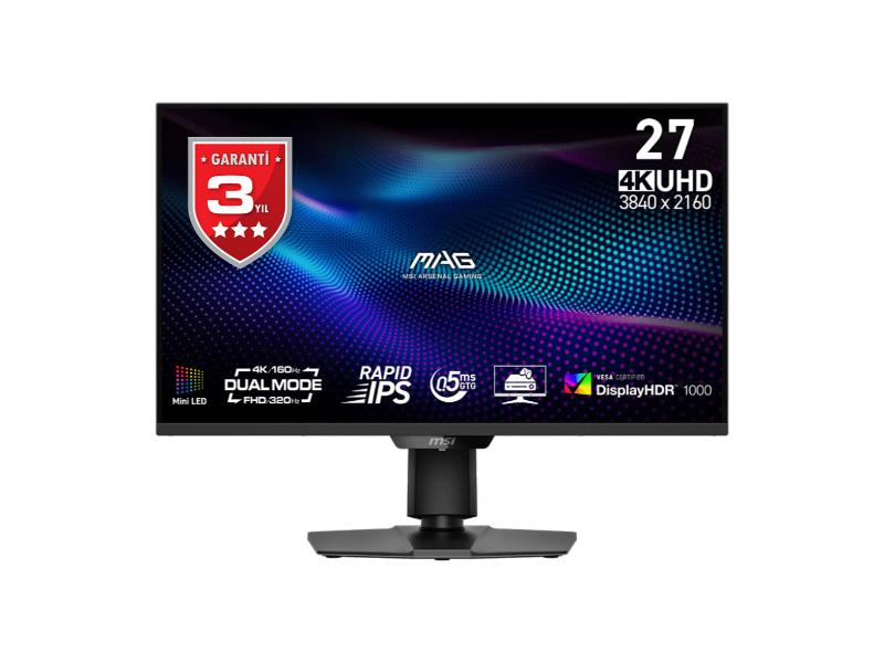 MSI MAG 274UPDF E16M 27″ 160Hz 0.5ms  3840x2160 (UHD) 16:9 Flat Rapid IPS Mini Led  Adaptive-Sync Pivot Gaming Monitor