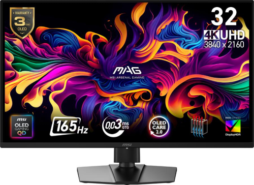 MSI MAG 322UP QD-OLED E16 31.5″ 165Hz 0.03ms 3840x2160 (UHD) 16:9 FLAT QD-OLED  FREESYNC PREMIUM PRO PIVOT Gaming Monitor