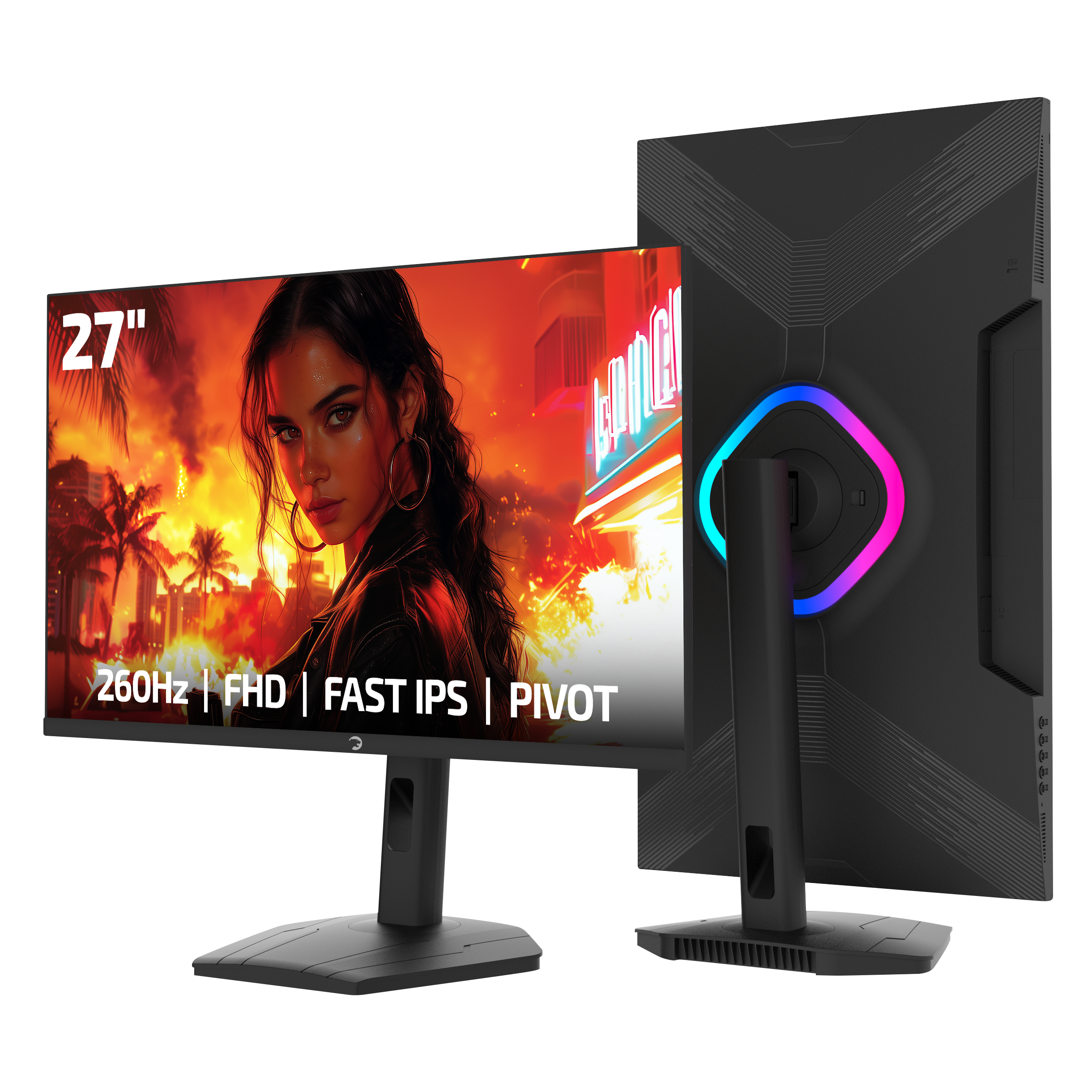 GamePower Lunis L60 27″ 260Hz 0.5Ms Fast IPS FHD RGB Pivot Gaming Monitör (Sıfır Ölü Piksel Garantili)