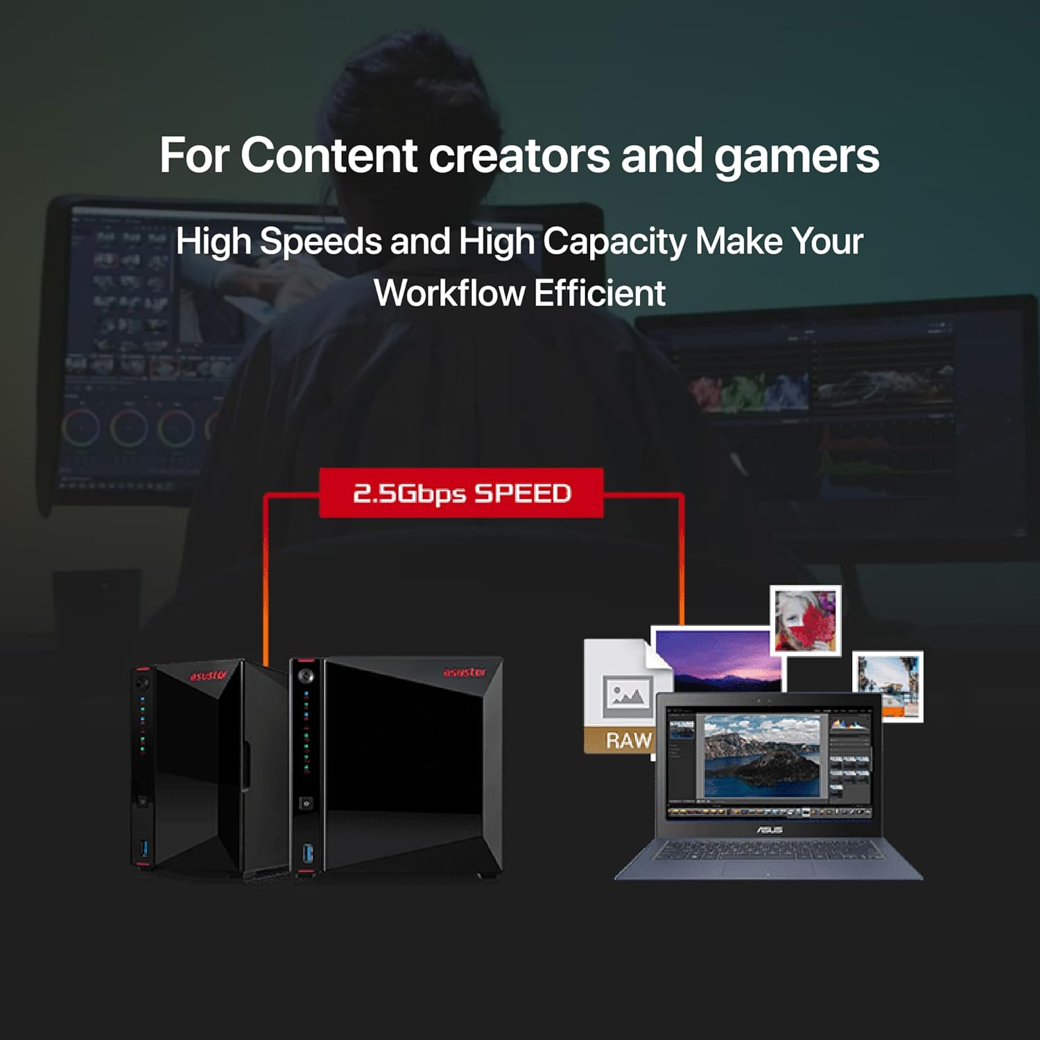 Asustor AS5404T 4 Yuvalı (4x22TB Desteği) 4GB DDR4 2.5GBE Nas Depolama Ünitesi