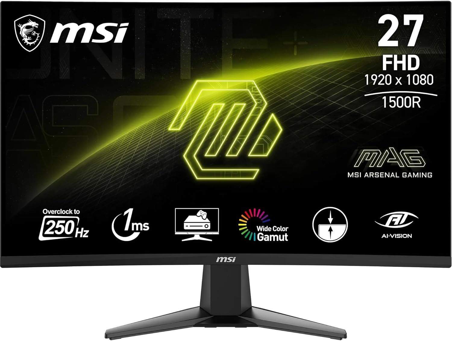 MSI MAG 27C6X 1ms 250Hz Adaptive-Sync VA Curved Full HD Gaming (Oyuncu) Monitör