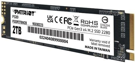 Patriot P320 2TB 3000/2200MB/s NVMe M.2 SSD Disk 