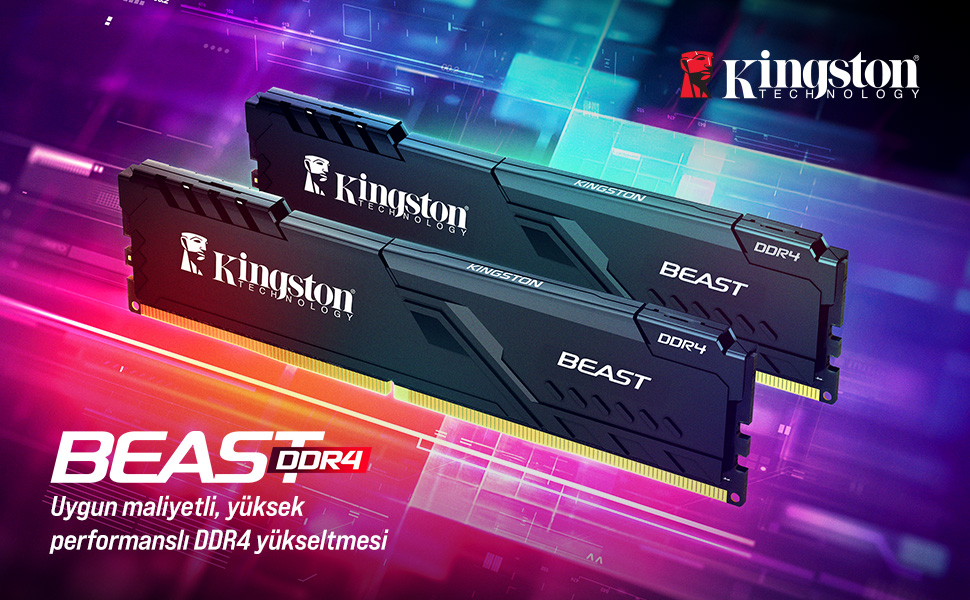 Kingston Beast KF432C16BBK2/16TR 16GB (2x8) DDR4 3200Mhz CL16 Siyah Gaming RAM