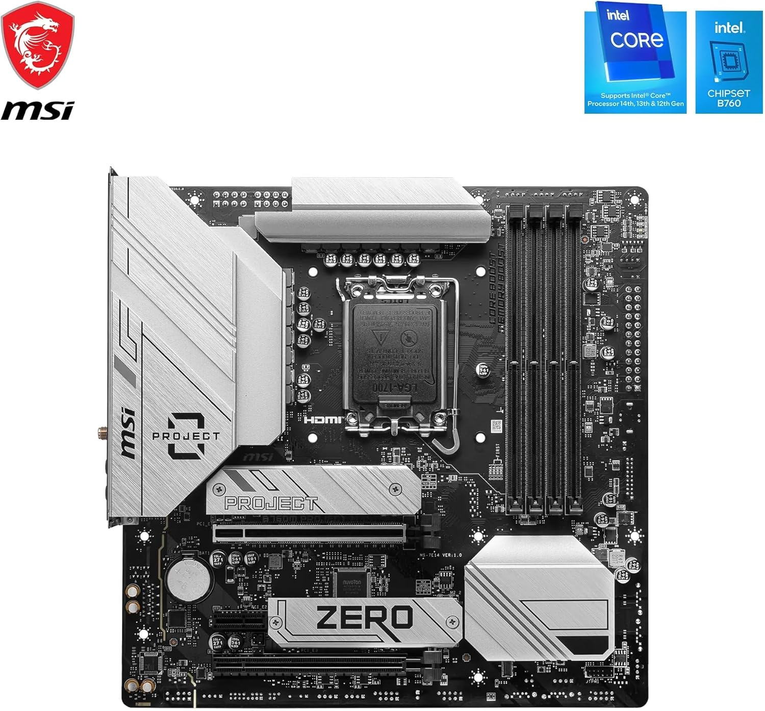 MSI B760M Project Zero Intel LGA1700 DDR5 mATx  Anakart