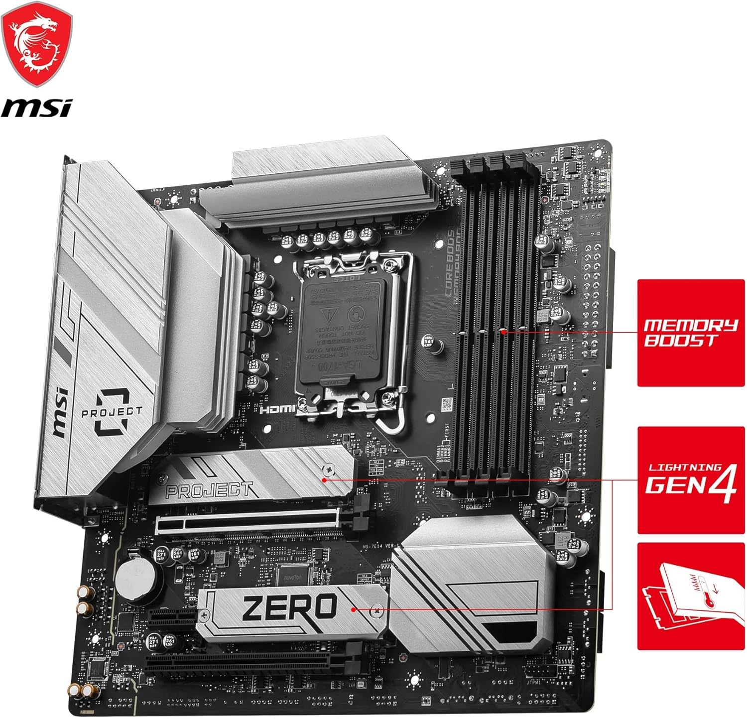 MSI B760M Project Zero Intel LGA1700 DDR5 mATx  Anakart
