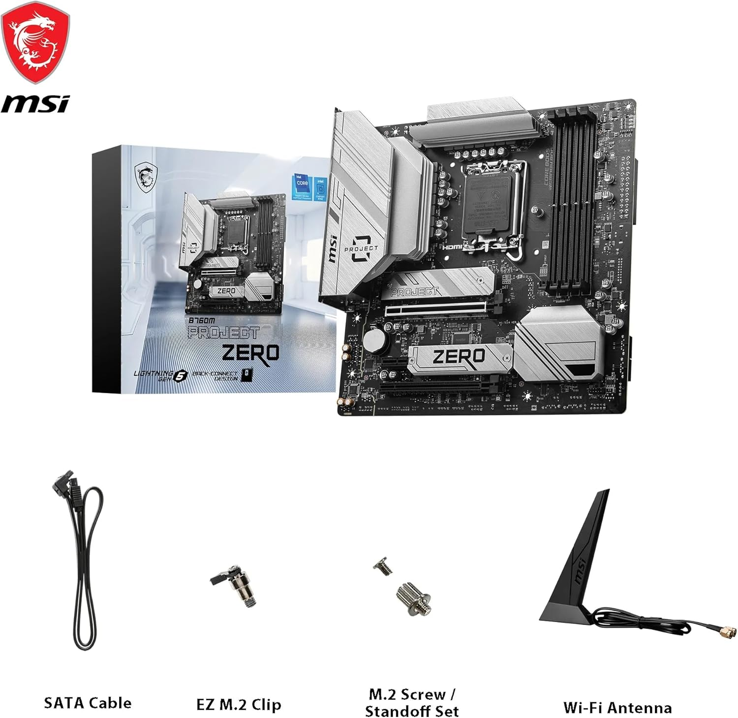 MSI B760M Project Zero Intel LGA1700 DDR5 mATx  Anakart