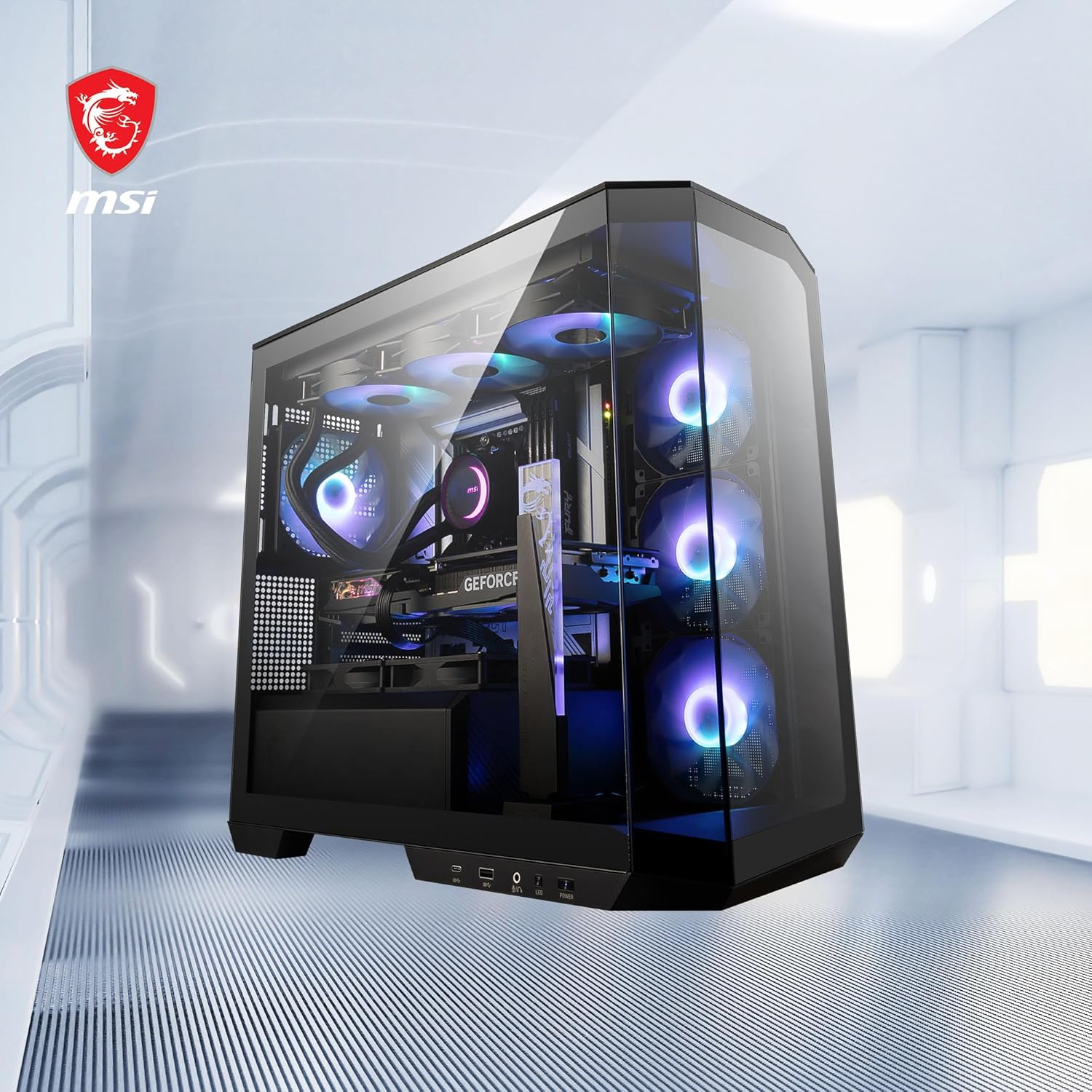 MSI MAG PANO M100R PZ Black 4x120mm ARGB Fan USB 3.2 Micro-ATX Tower Gaming (Oyuncu) Kasa