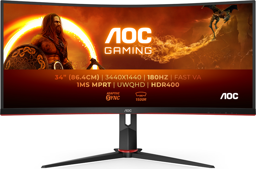 AOC 34″ CU34G2XP/BK 1ms 180Hz FreeSync Premium VA Curved Gaming Monitör