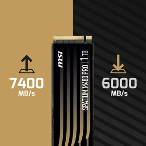 MSI Spatium M480 Pro 1TB PCIe 4.0 NVMe M.2 7400/6000MB/s