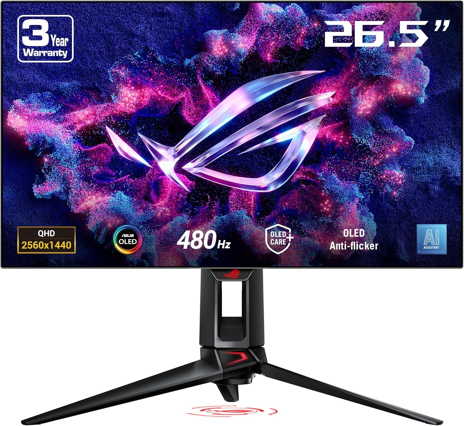 ASUS ROG Swift PG27AQDP 26.5″ 480Hz 0.03ms GTG OLED Monitör Gaming (Oyuncu)  Monitör