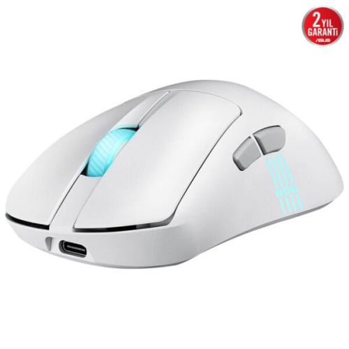 Asus ROG Keris II Origin Beyaz Şarjlı Makrolu Optik Kablolu/Kablosuz Oyuncu Mouse