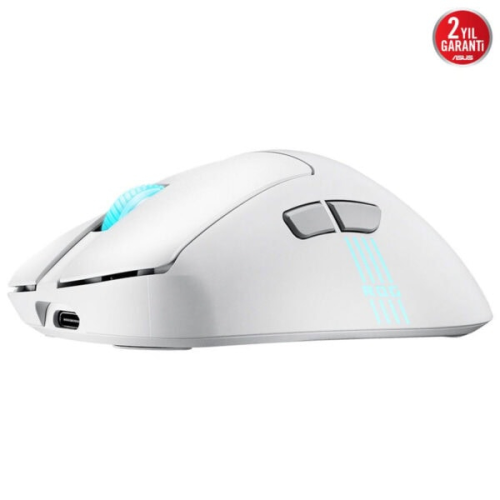 Asus ROG Keris II Origin Beyaz Şarjlı Makrolu Optik Kablolu/Kablosuz Oyuncu Mouse