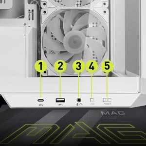 MSI MAG PANO M100R PZ White 4x120mm ARGB Fan USB 3.2 Micro-ATX Tower Gaming (Oyuncu) Kasa