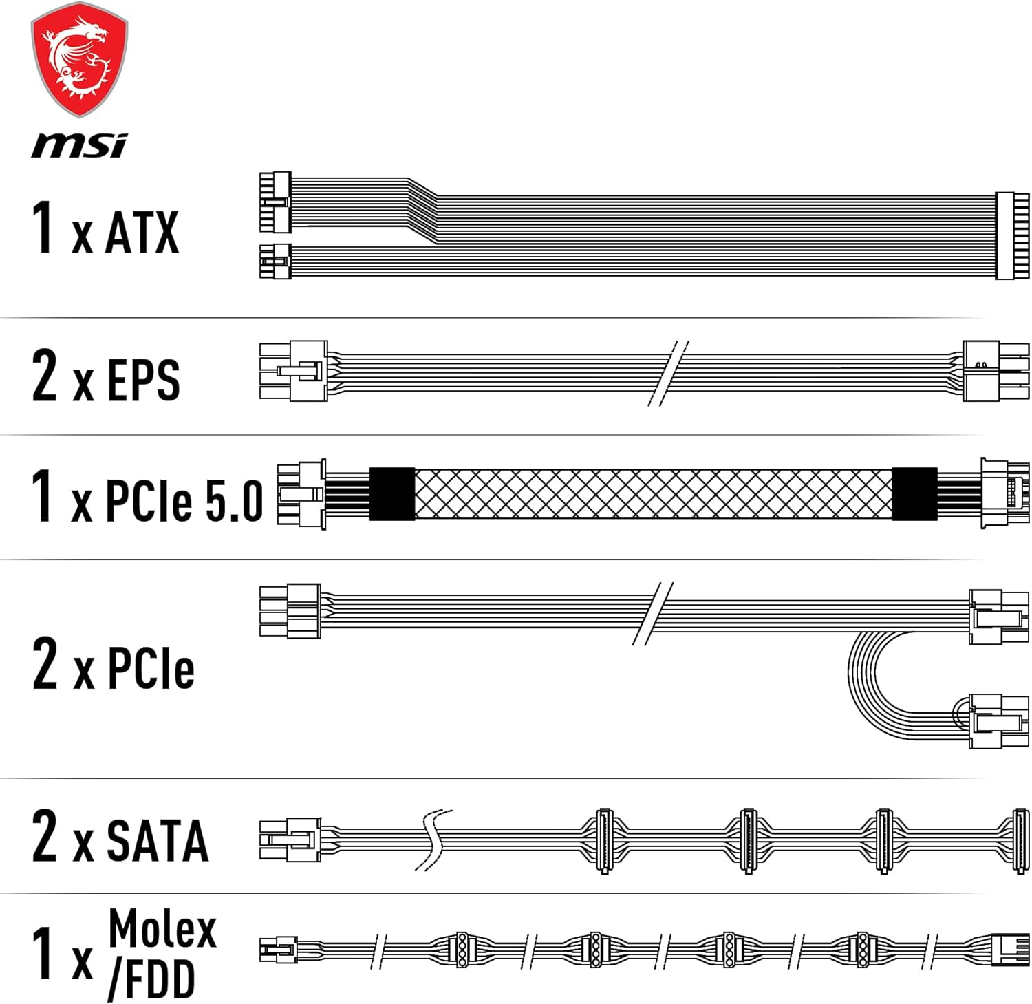 MSI MAG A850GL PCIE5 White 850W 80+ Gold Full Modüler Power Supply