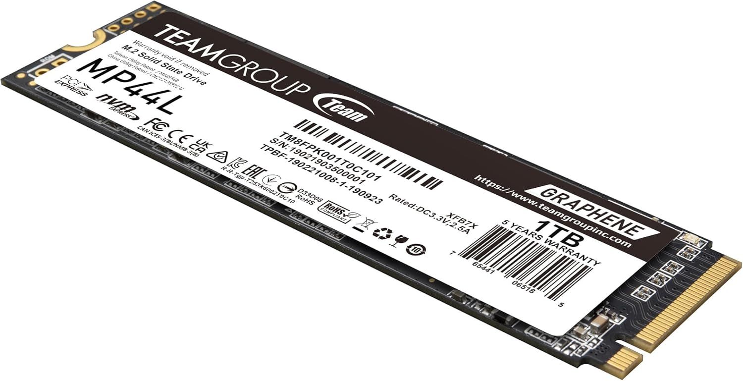 Team MP44L 1TB Gen4x4 5000/4500MB/s NVMe PCIe M.2 SSD Disk