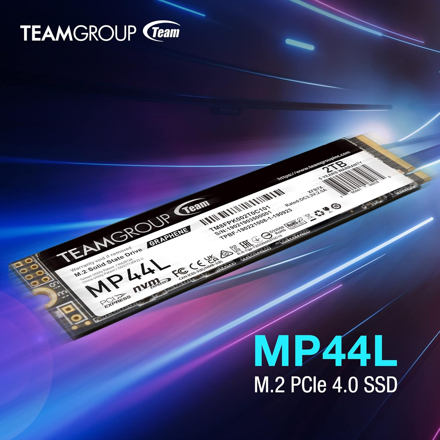 Team MP44L 1TB Gen4x4 5000/4500MB/s NVMe PCIe M.2 SSD Disk