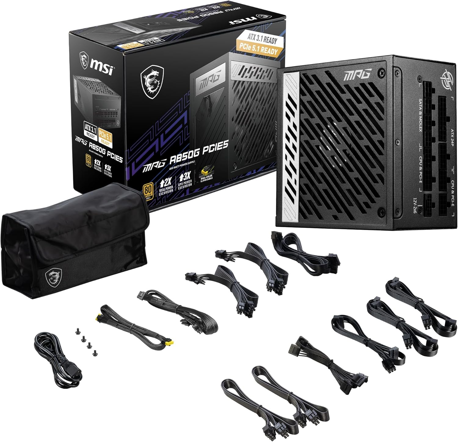 MSI MPG A850G PCIE5 850W 80+ Gold Full Modüler Power Supply
