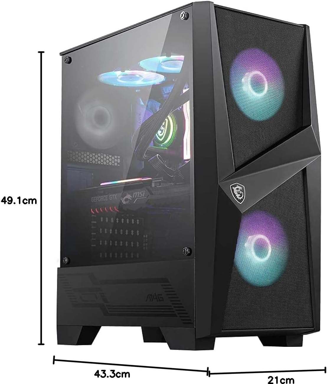 MSI MAG Forge 100R USB 3.2 Temperli Cam 2xARGB Fan 1x120mm Fan ATX Mid-Tower Gaming (Oyuncu) Kasa