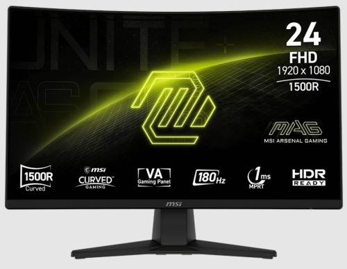 MSI 23.6″ MAG 242C 1920x1080 (FHD) 16:9 CURVE 1500R VA 180HZ 1MS ADAPTIVE-SYNC GAMING MONITOR