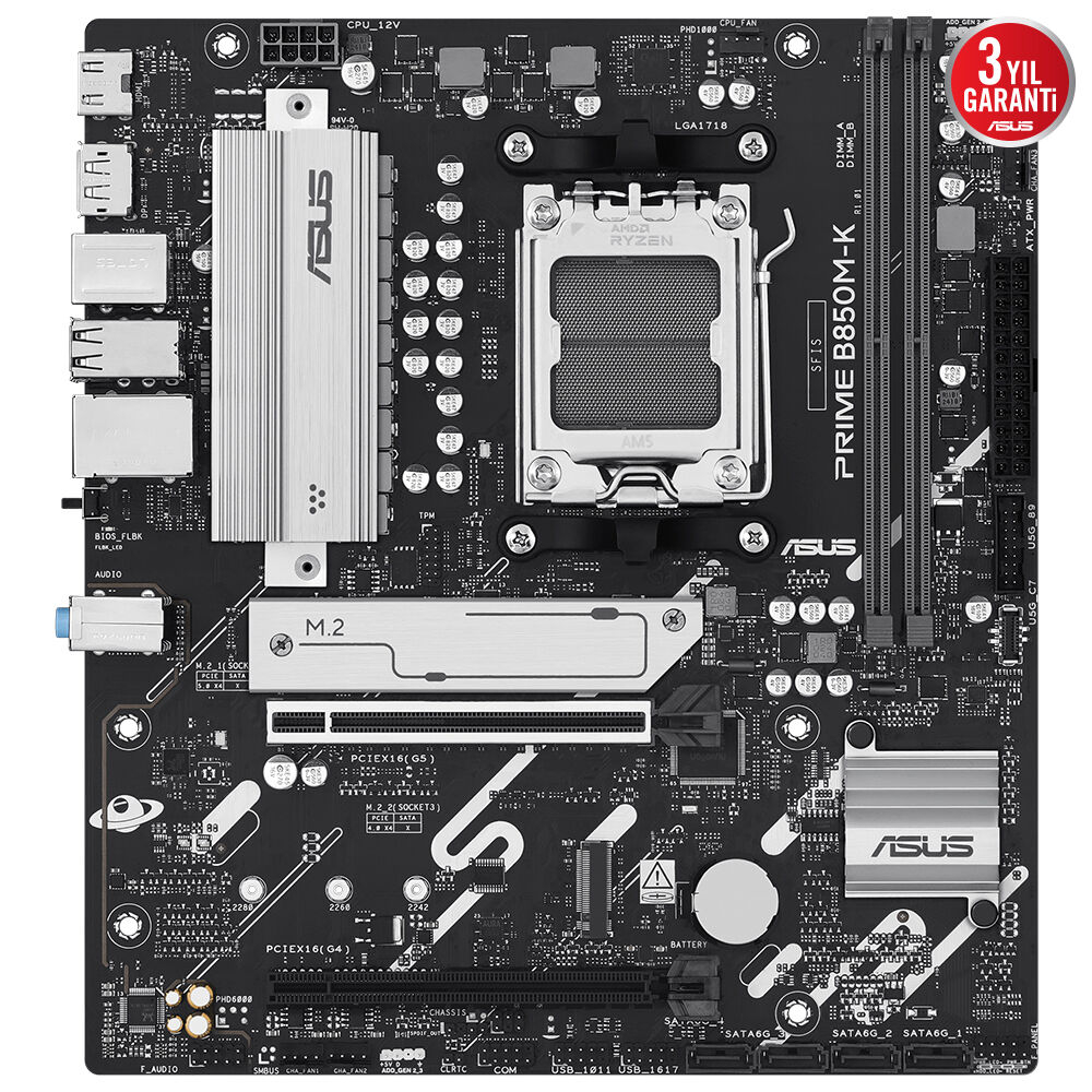 ASUS PRIME GAMING B850M-K AM5 DDR5 8400+(OC)MHz ATX Gaming (Oyuncu) Anakart