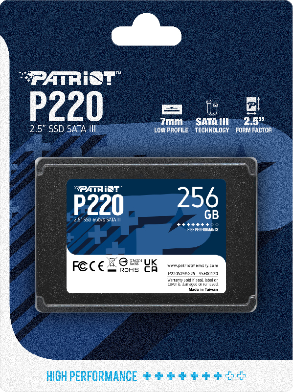 Patriot P220 256GB 550/490MB/s SATA3 SSD Disk
