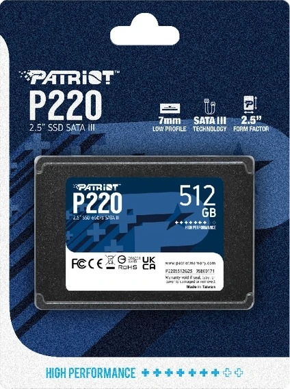 Patriot P220 512GB 550/500MB/s SATA3 SSD Disk