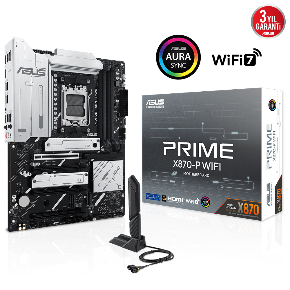 ASUS PRIME X870-P WIFI AMD X870 Soket AM5 DDR5 8000+(OC)MHz ATX Gaming (Oyuncu) Anakart