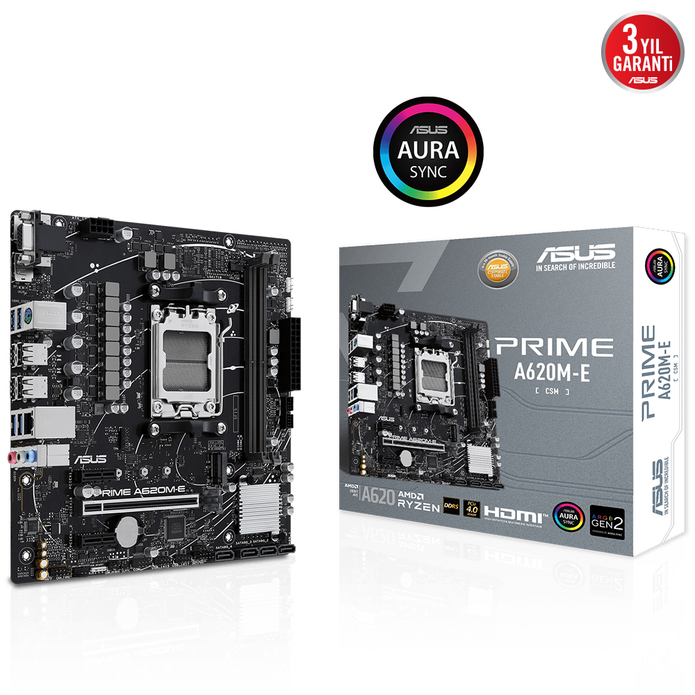 ASUS PRIME A620M-E-CSM A620 AM5 Soket DDR5 6400(OC)MHz mATX Anakart