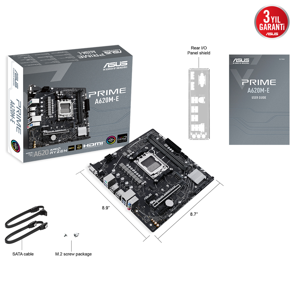 ASUS PRIME A620M-E-CSM A620 AM5 Soket DDR5 6400(OC)MHz mATX Anakart